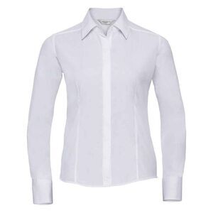 Russell Collection Womens/Ladies Poplin Fitted Long-Sleeved Formal Shirt / White